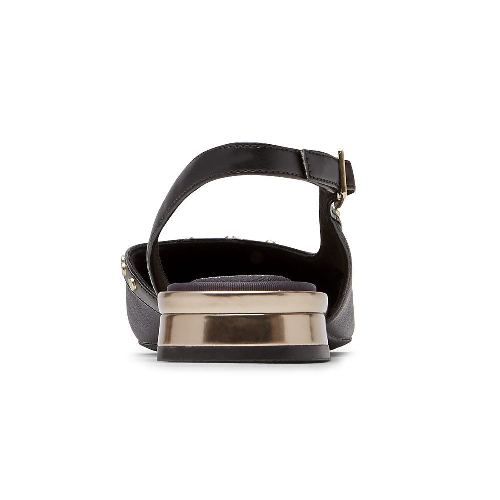 Rockport Slingback Dam Svarta - Total Motion Zuly Studded - YATVB9164